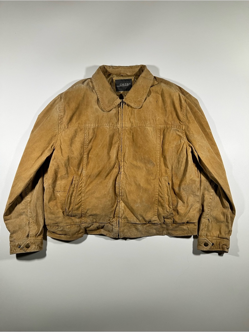 Men's Tan Suede Bomber Jacket